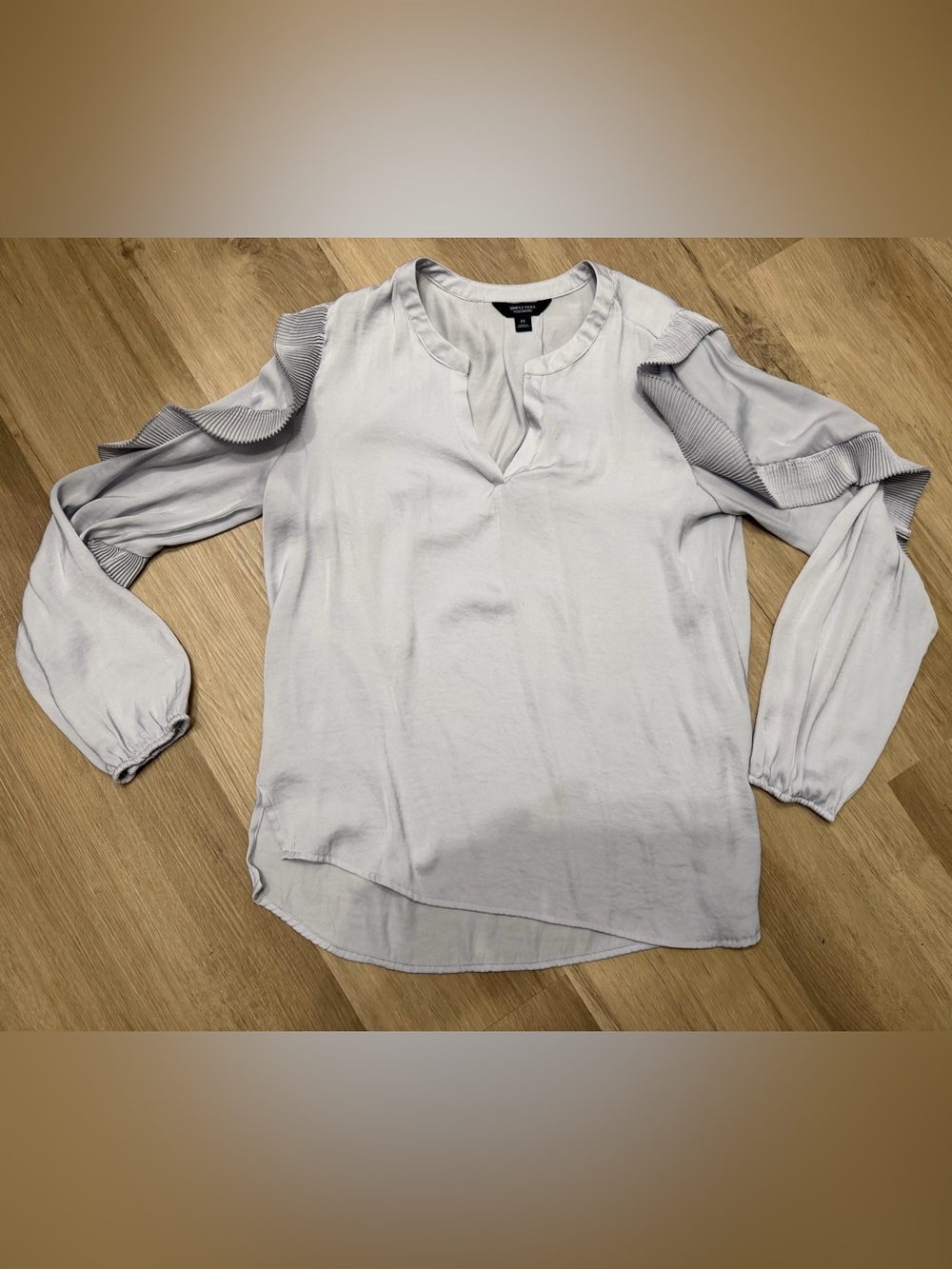 Pleated Cold-Shoulder Blouse